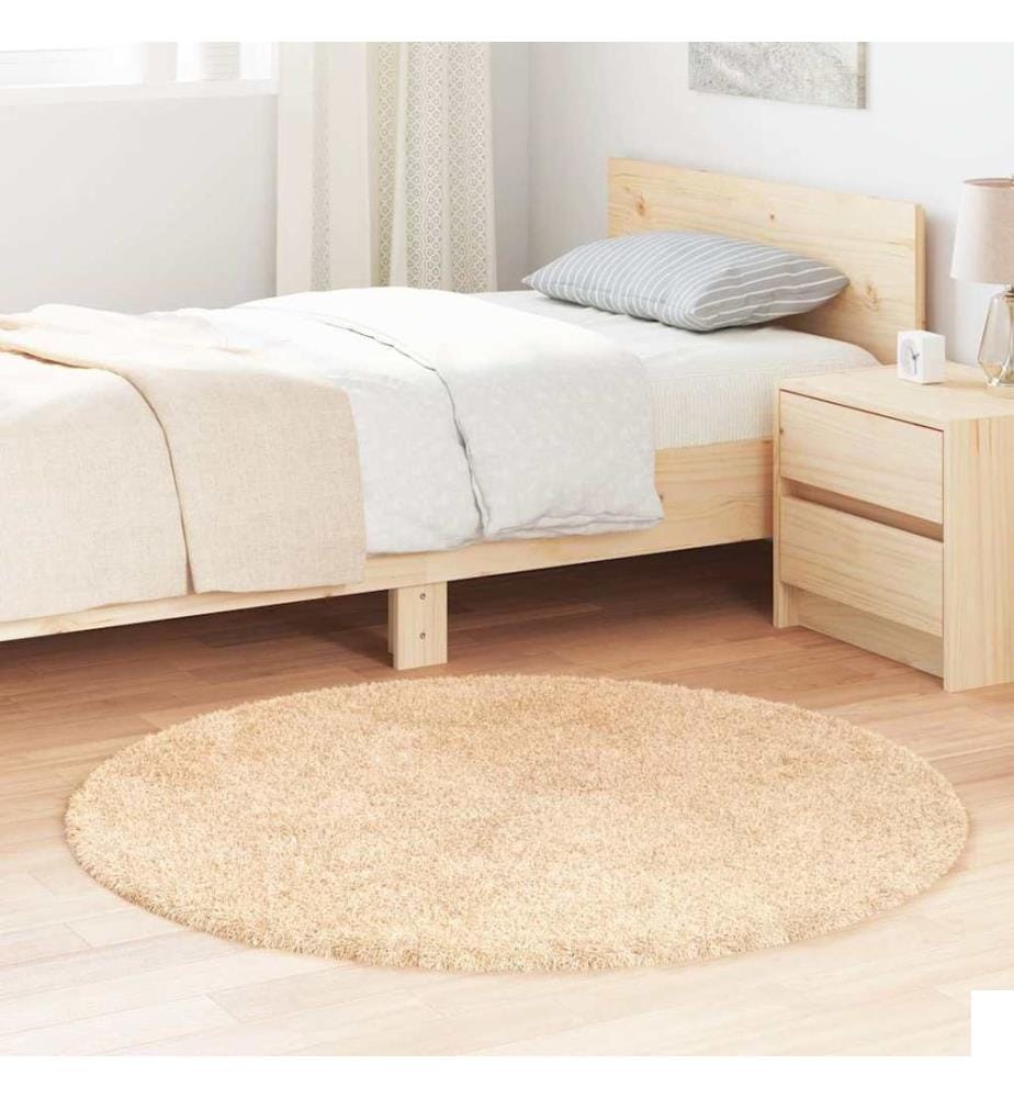 Tapis shaggy à poils longs NAVARRA beige 120x120 cm polyester