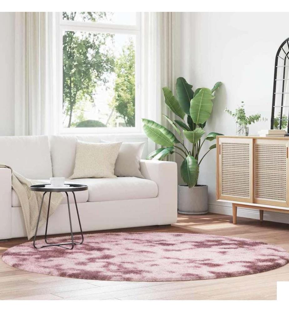 Tapis Shaggy à poils longs NAVARRA rose poudré 200x200 cm