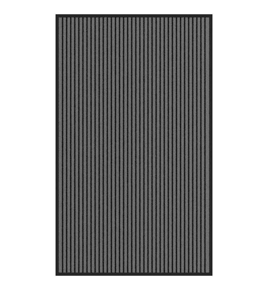 Paillasson noir et gris à rayures 90x150 cm