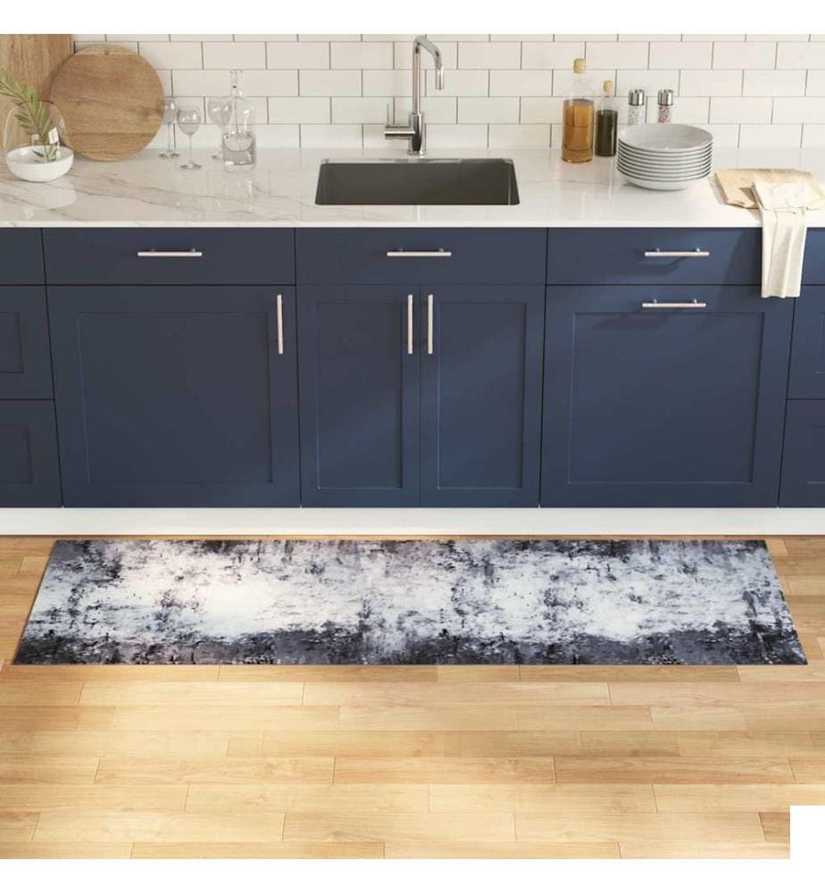 Tapis de Cuisine Gris 180 x 60 cm Velours