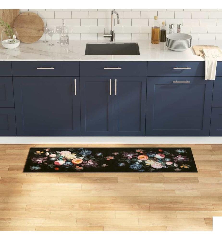Tapis de Cuisine Noir 150 x 45 cm Velours