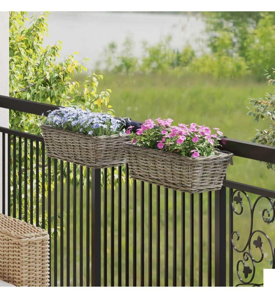 Panier à jardinière suspendu 2 pcs Gris 48 x 22 x 15 cm