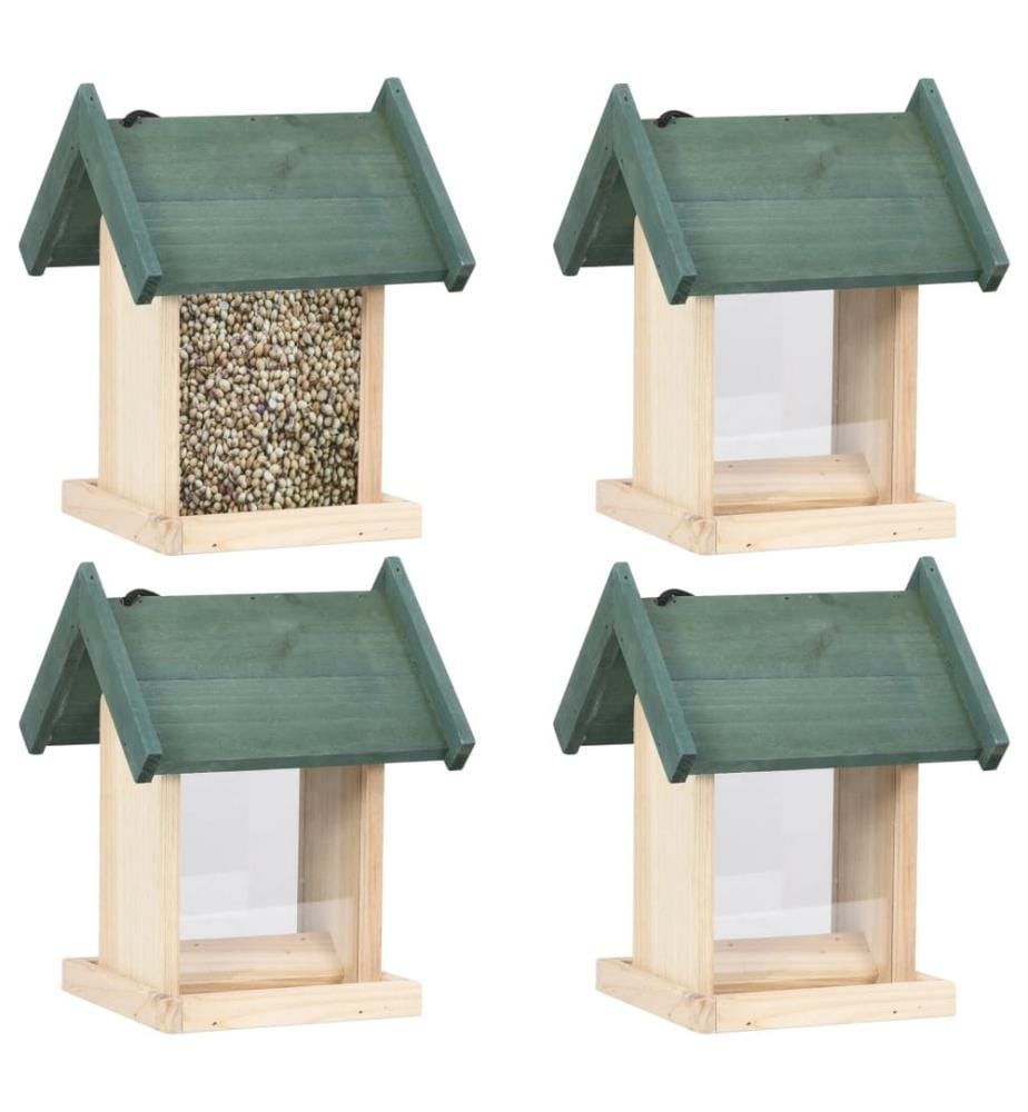 Mangeoires à oiseaux 4 pcs Bois de sapin