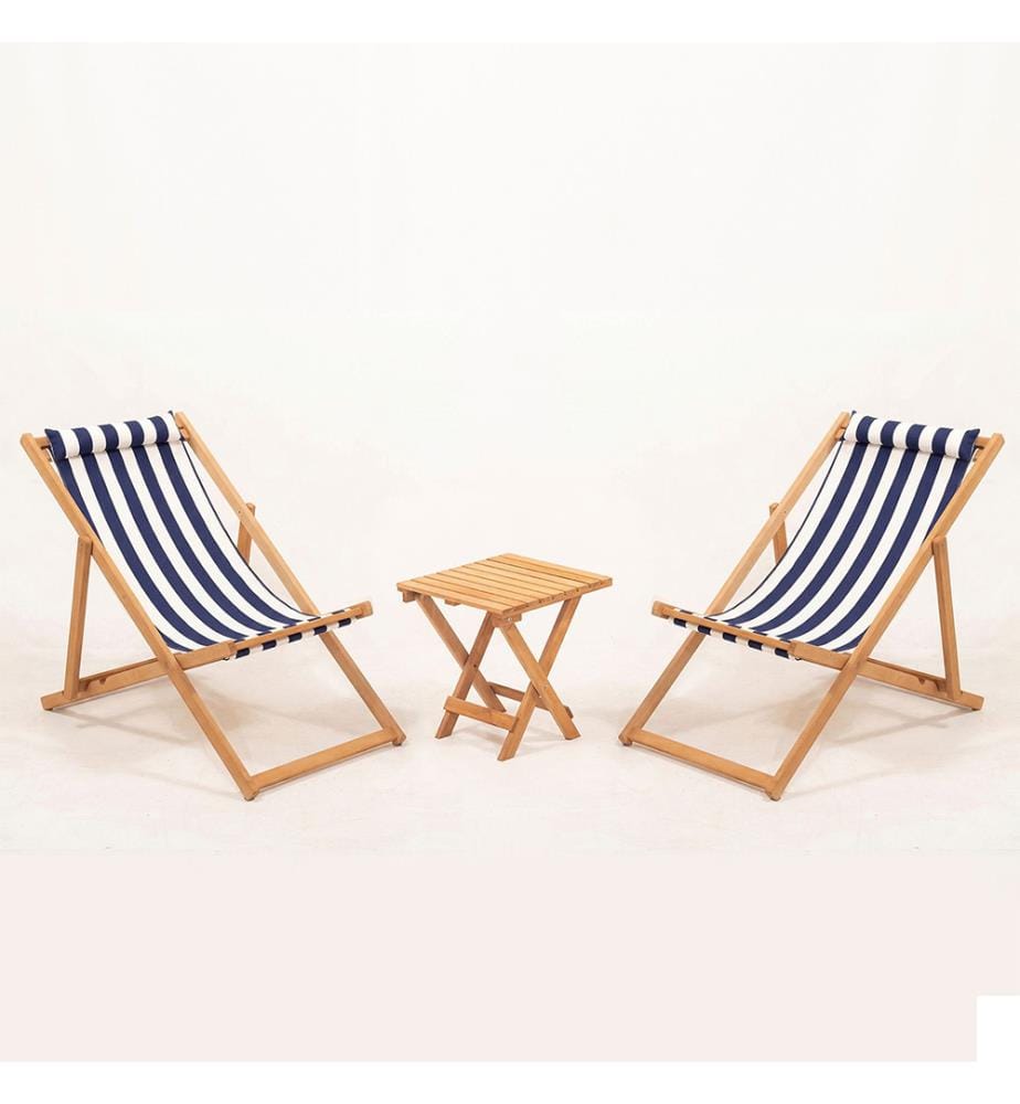Ensemble table et chaises de jardin (3 pièces) - Bleu Blanc