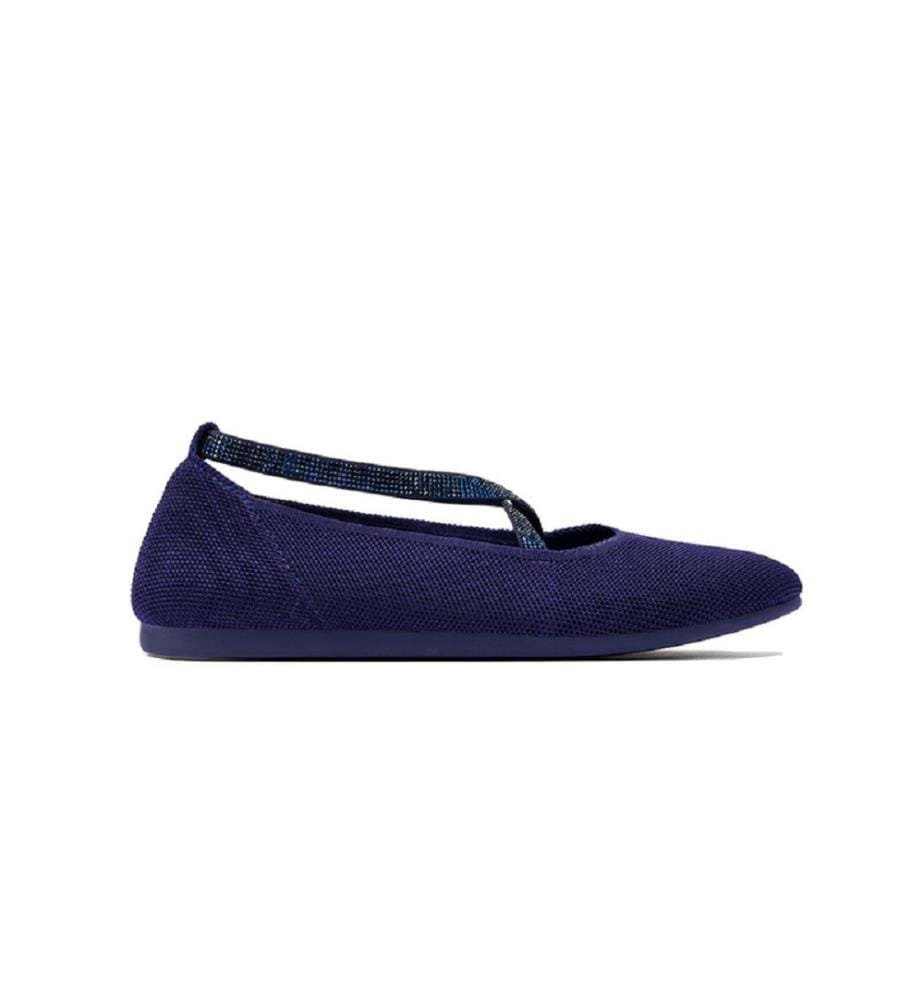 Ballerines à brides strass - Bleu marine