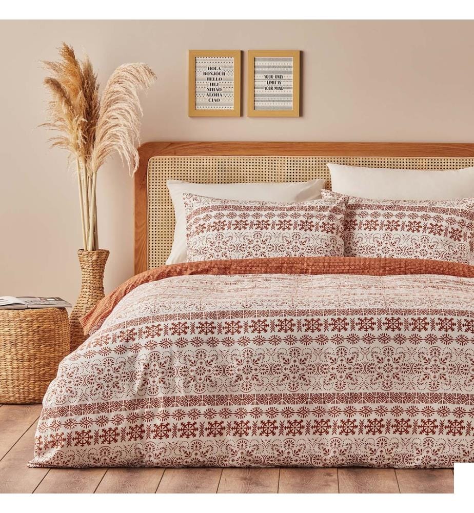 Housse de couette king Vibrant 260x240 cm - Terracotta