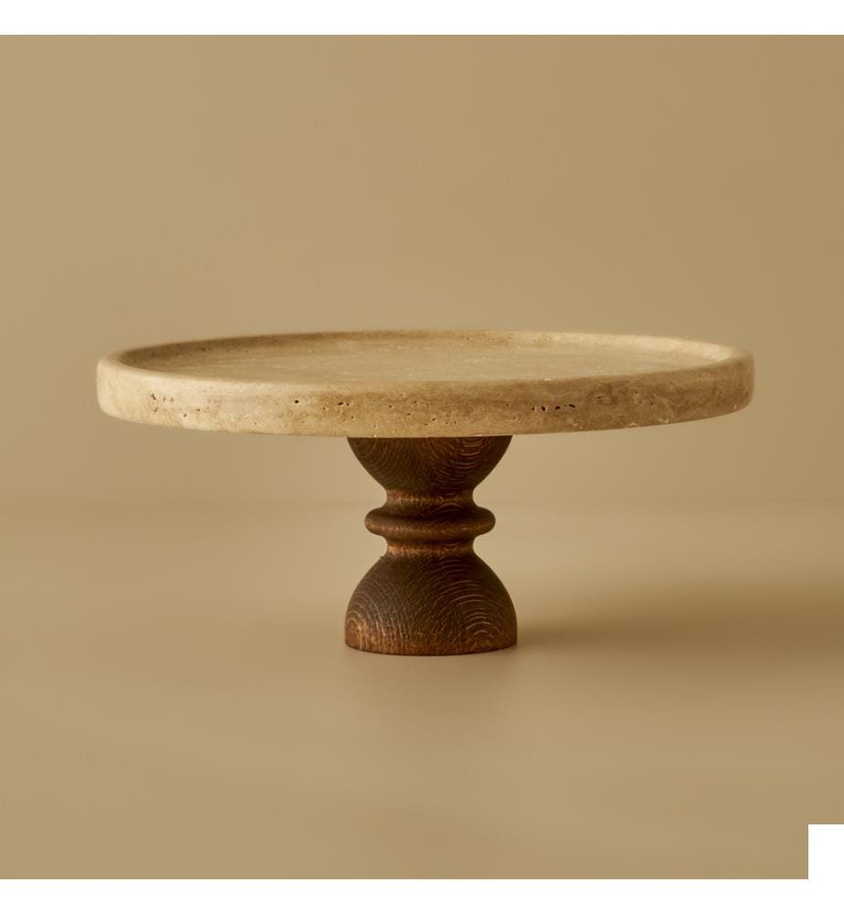 Présentoir à gâteau en travertin Ephesus 25 cm - Naturel