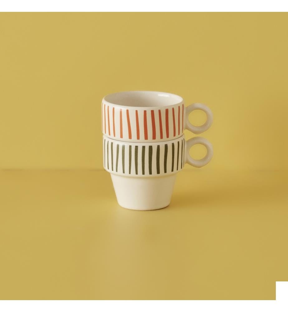 Set de tasses espresso Stripe 2 pièces 105 cc - Multicolore