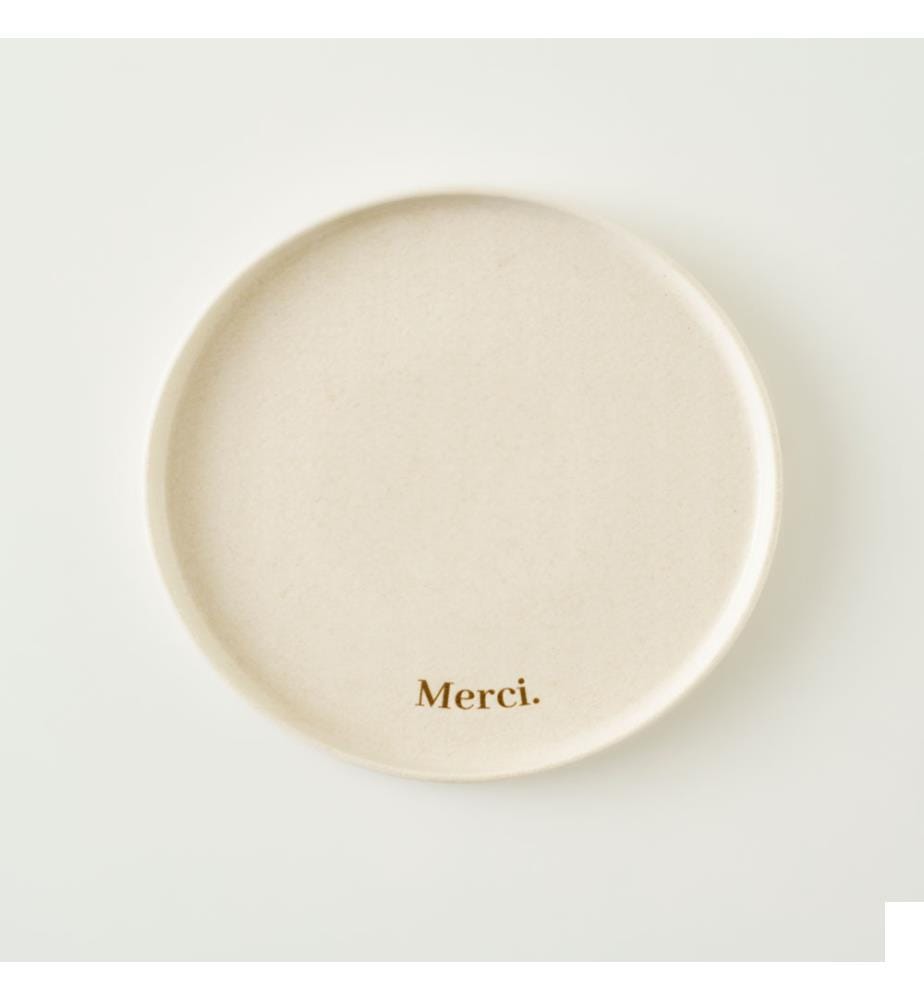 Assiette de service Merci 25 cm - Crème