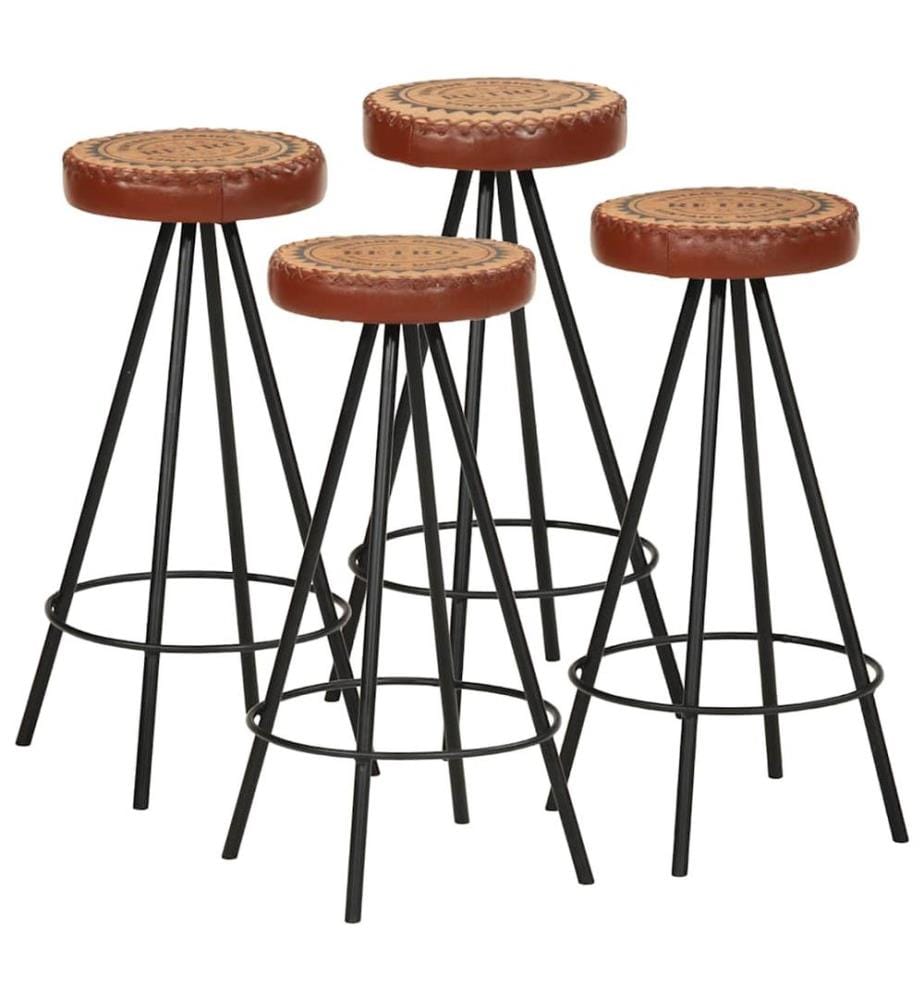 Tabourets de bar lot de 4 cuir véritable