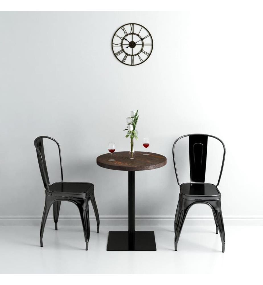 Table de bistro MDF et acier Rond 60 x 75 cm Frêne foncé