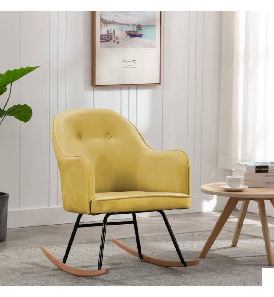 Chaise à bascule Jaune moutarde Velours