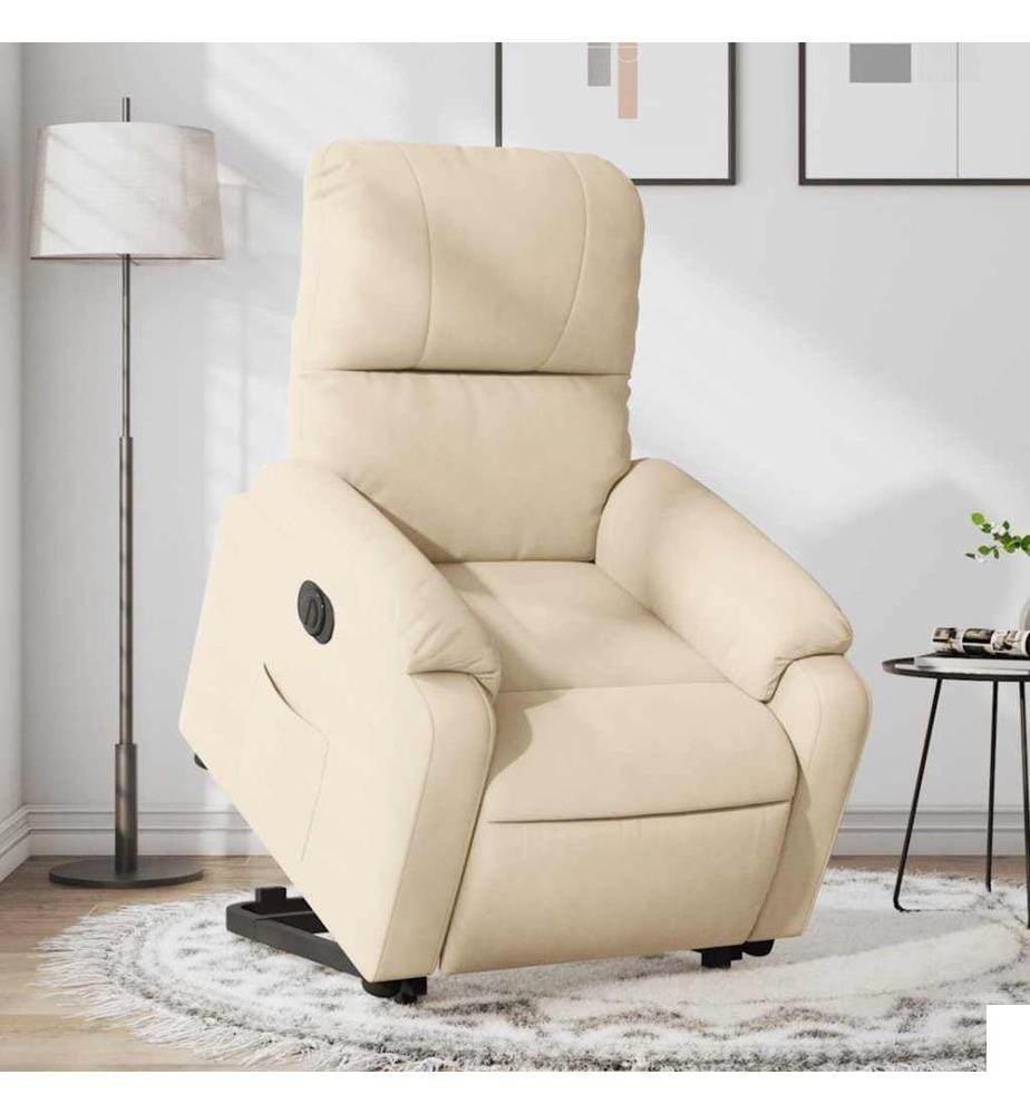 Fauteuil inclinable électrique crème tissu microfibre