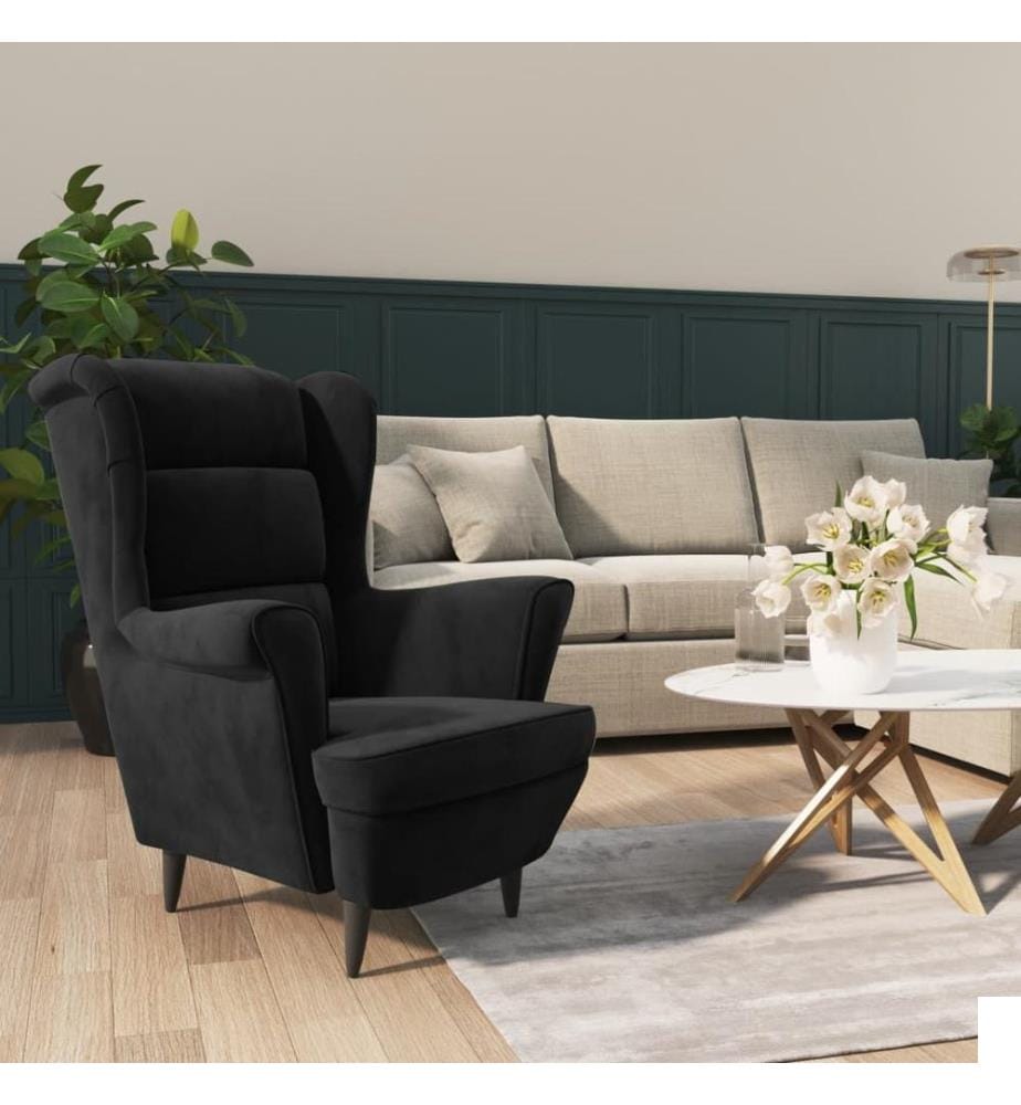 Fauteuil noir velours