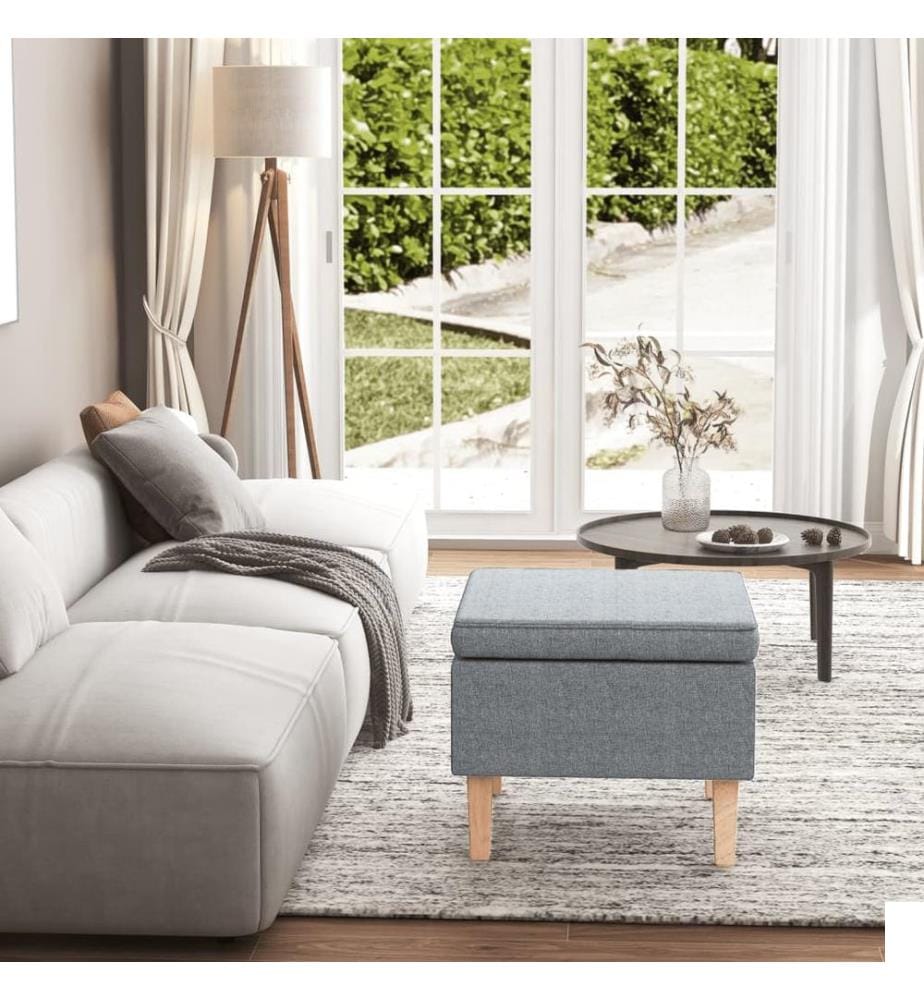 Tabouret avec pieds en bois Gris clair Tissu