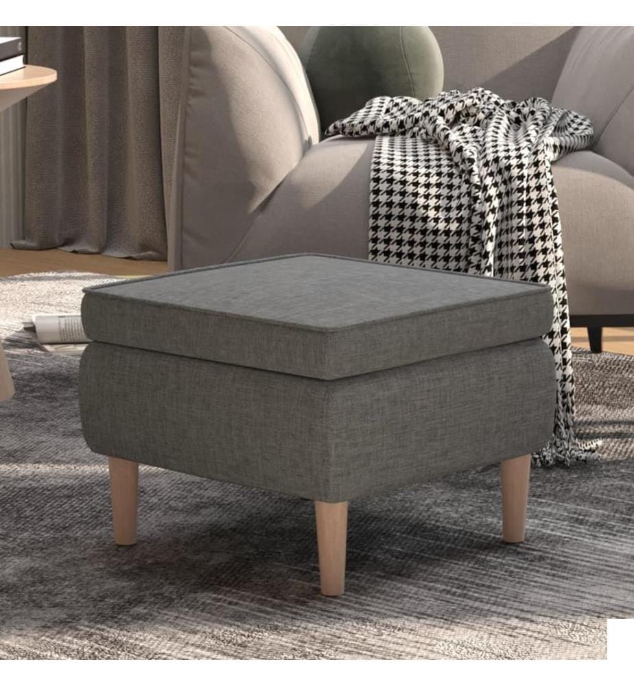 Tabouret avec pieds en bois Gris clair Tissu