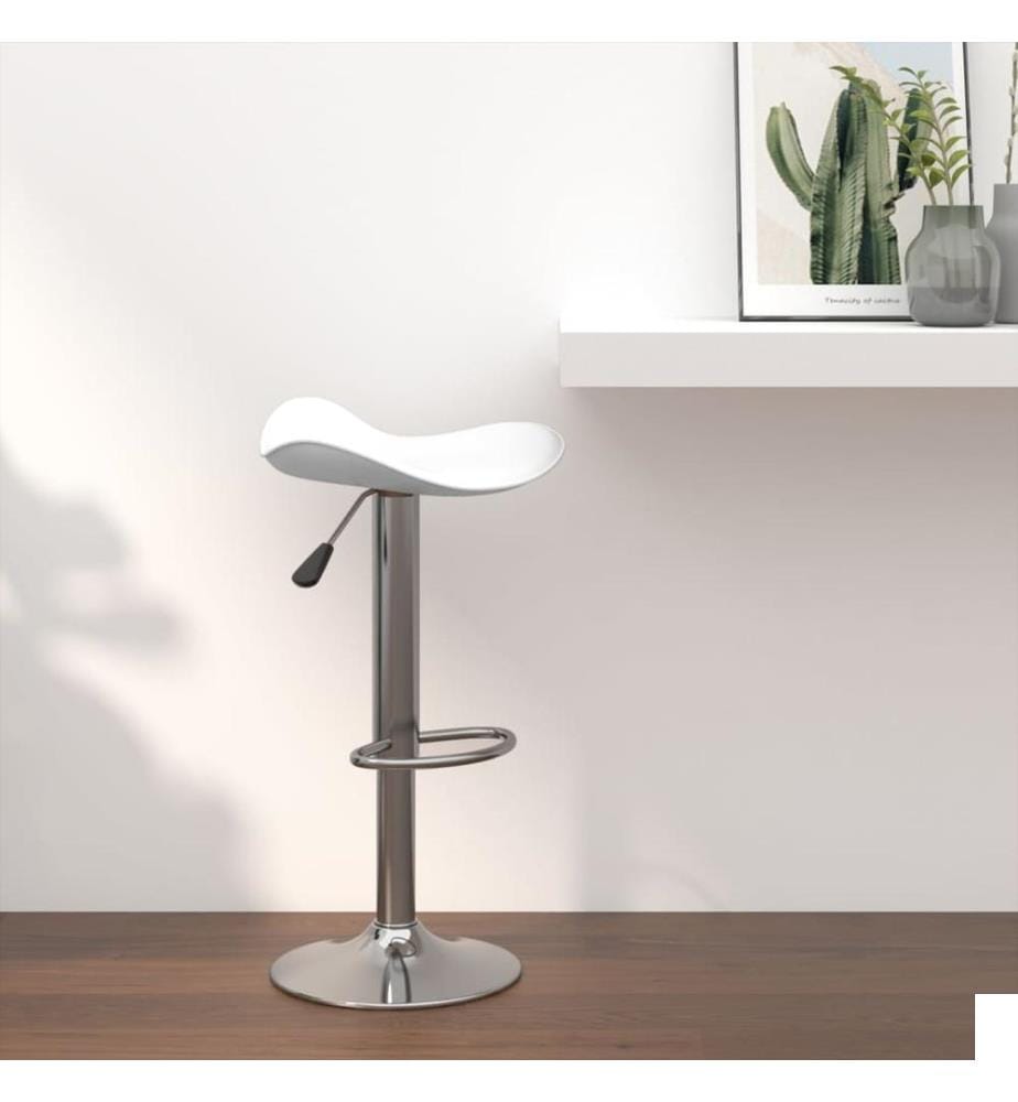 Tabouret de bar Blanc Acier chromé et cuir artificiel