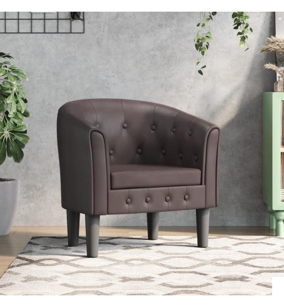 Chaise cabriolet marron similicuir