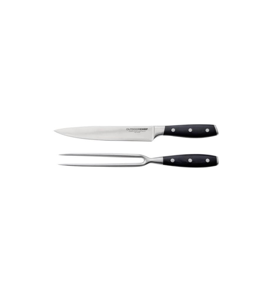 Outdoorchef - Couverts à trancher Premium 2 pièces, noir