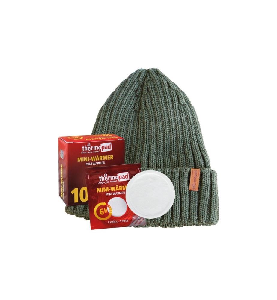 Thermopad multi - BEANIE Mérinos avec 10 mini-chauffes - Olive