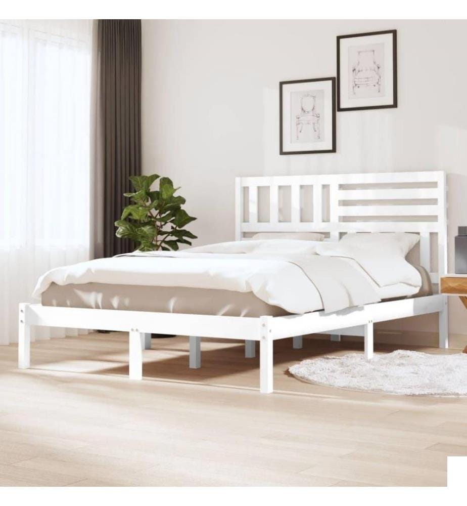 Cadre de lit Blanc Bois de pin massif 120x200 cm