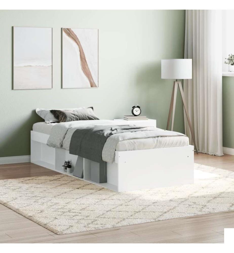 Cadre de lit blanc 75x190 cm petit simple