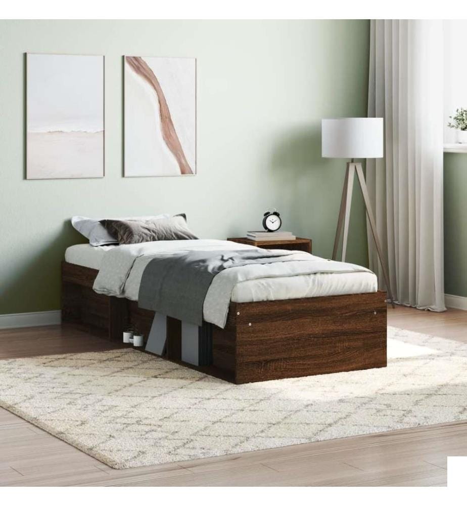 Cadre de lit chêne marron 75x190 cm petit simple