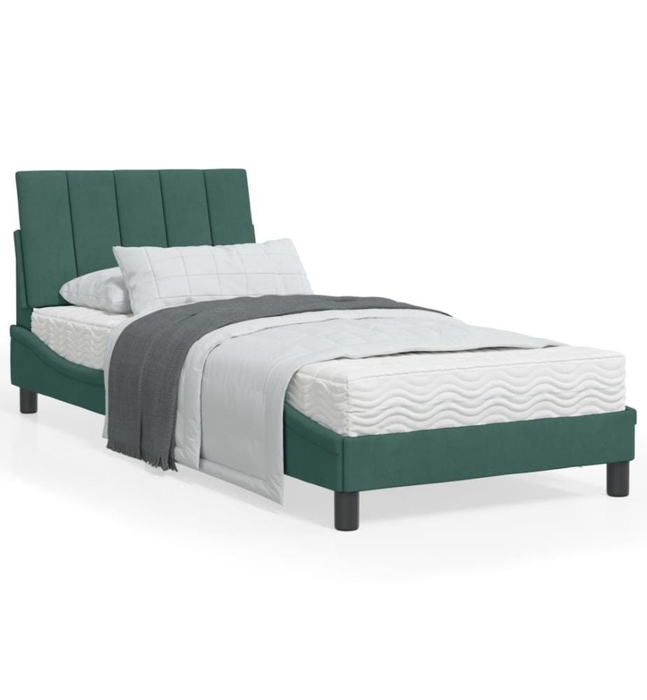 Cadre de lit avec tête de lit Vert foncé 80x200 cm Velours