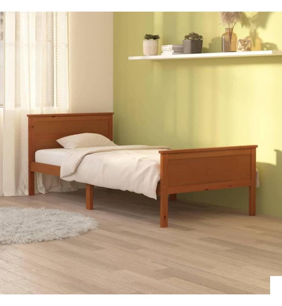 Cadre de lit Marron miel Bois de pin massif 100x200 cm