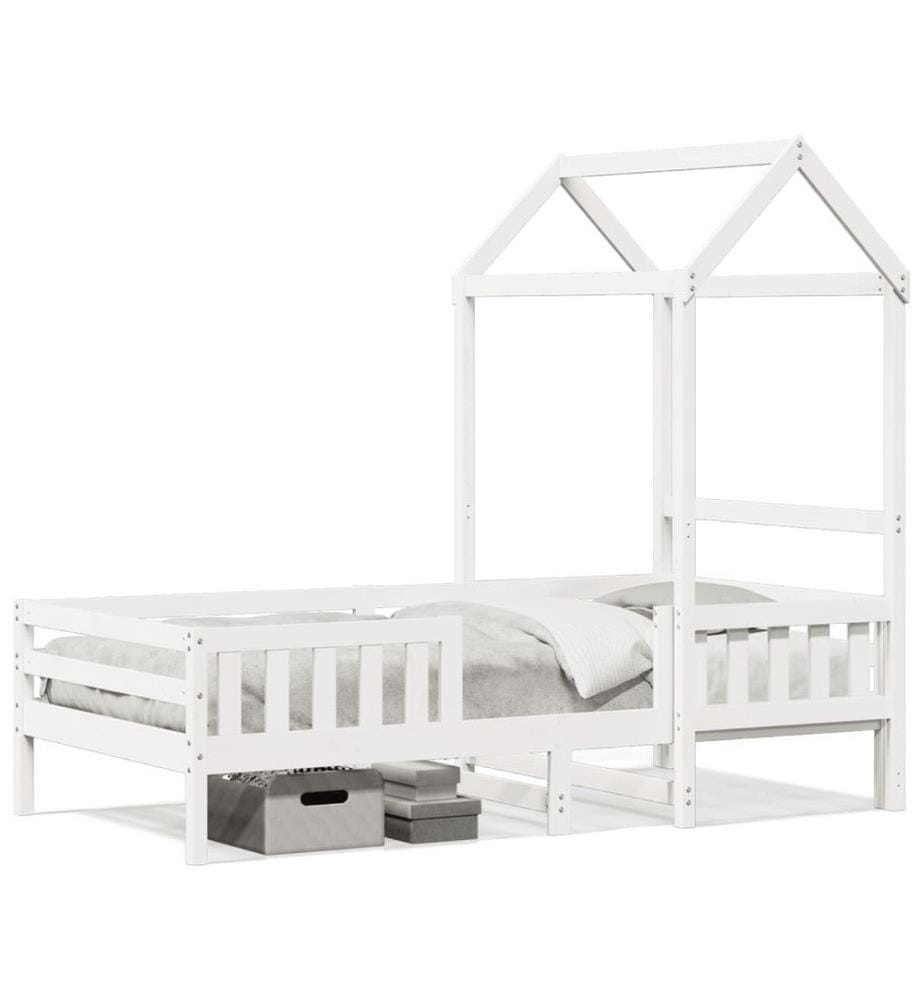 Cadre de lit avec toit blanc 80x200 cm bois massif de pin