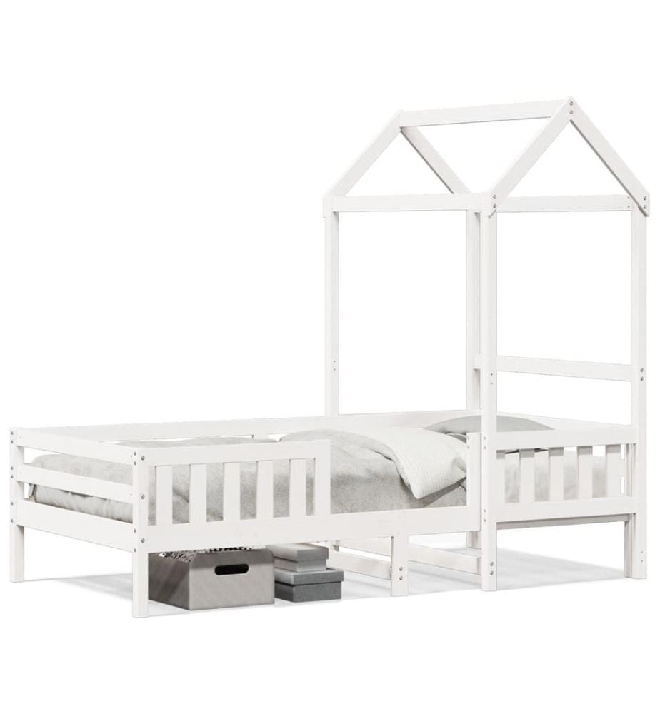 Cadre de lit avec toit blanc 75x190 cm bois massif de pin
