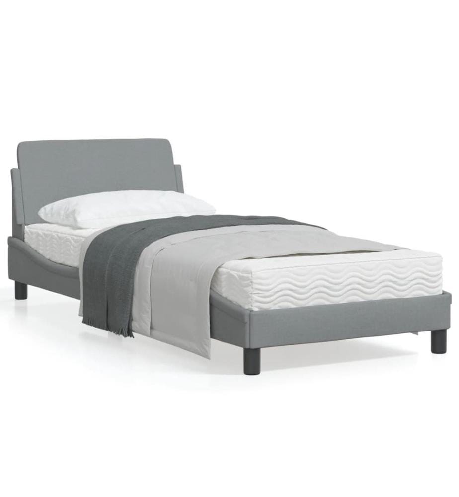 Cadre de lit avec tête de lit Gris clair 80x200 cm Tissu