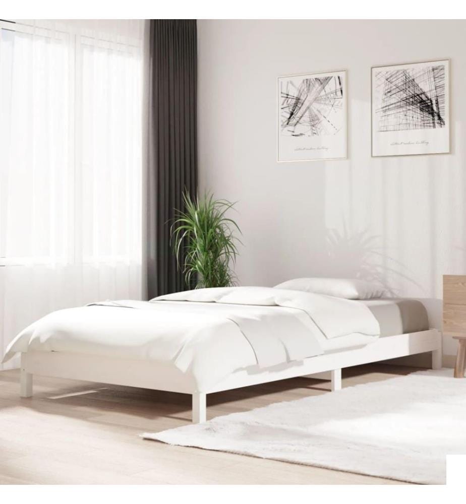 Lit empilable Blanc 90x200 cm Bois de pin massif