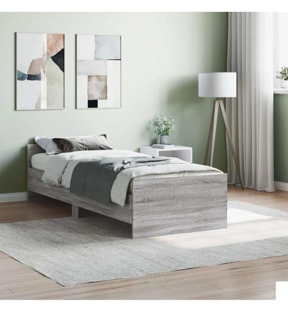 Cadre de lit sonoma gris 75x190 cm petit simple bois ingénierie