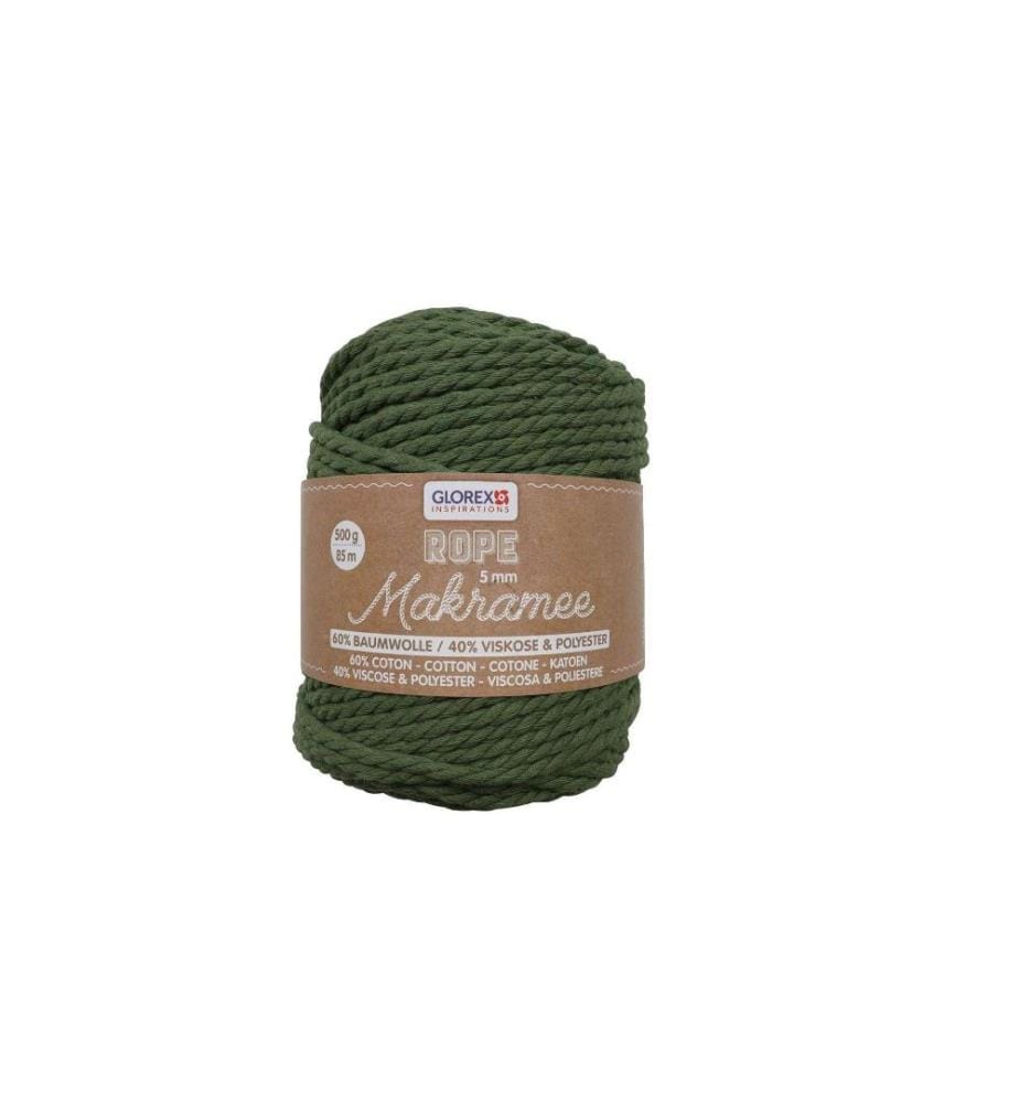 GLOREX - Laine Macramé Corde tordue 5 mm 500 g Vert olive