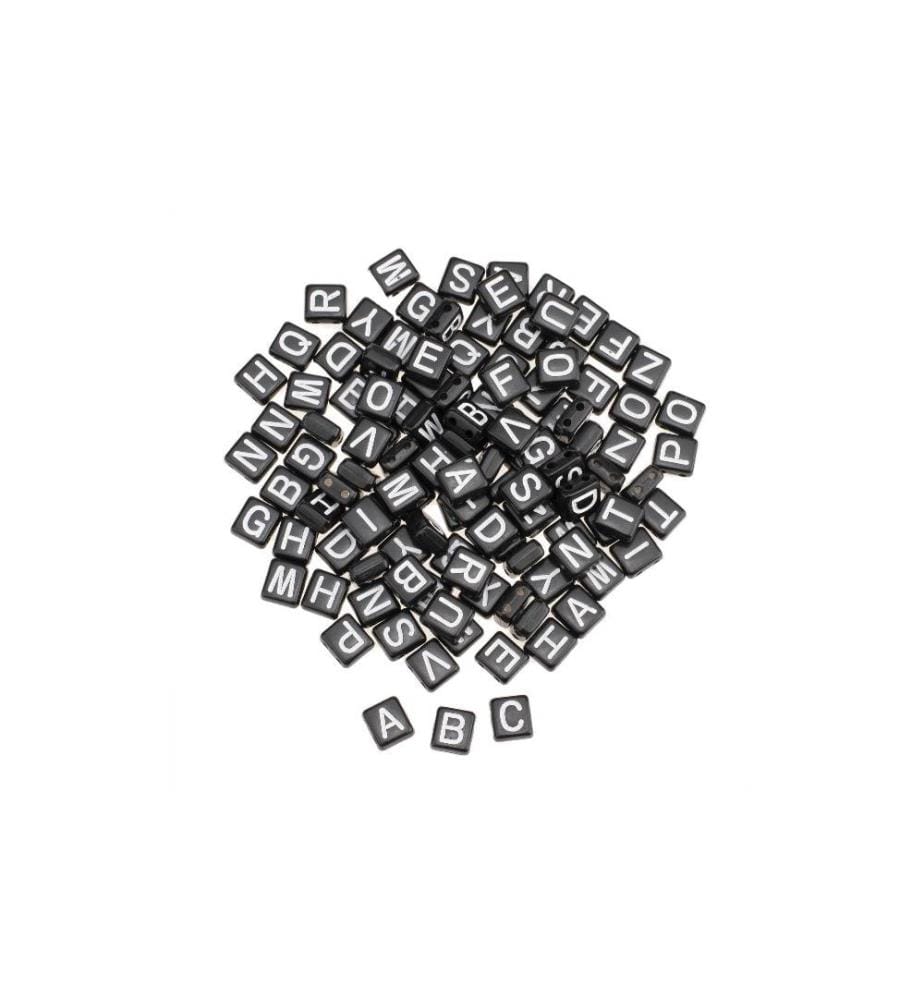 GLOREX - Perles alphabet Plastique, env. 110 pièces, 5 mm, noir