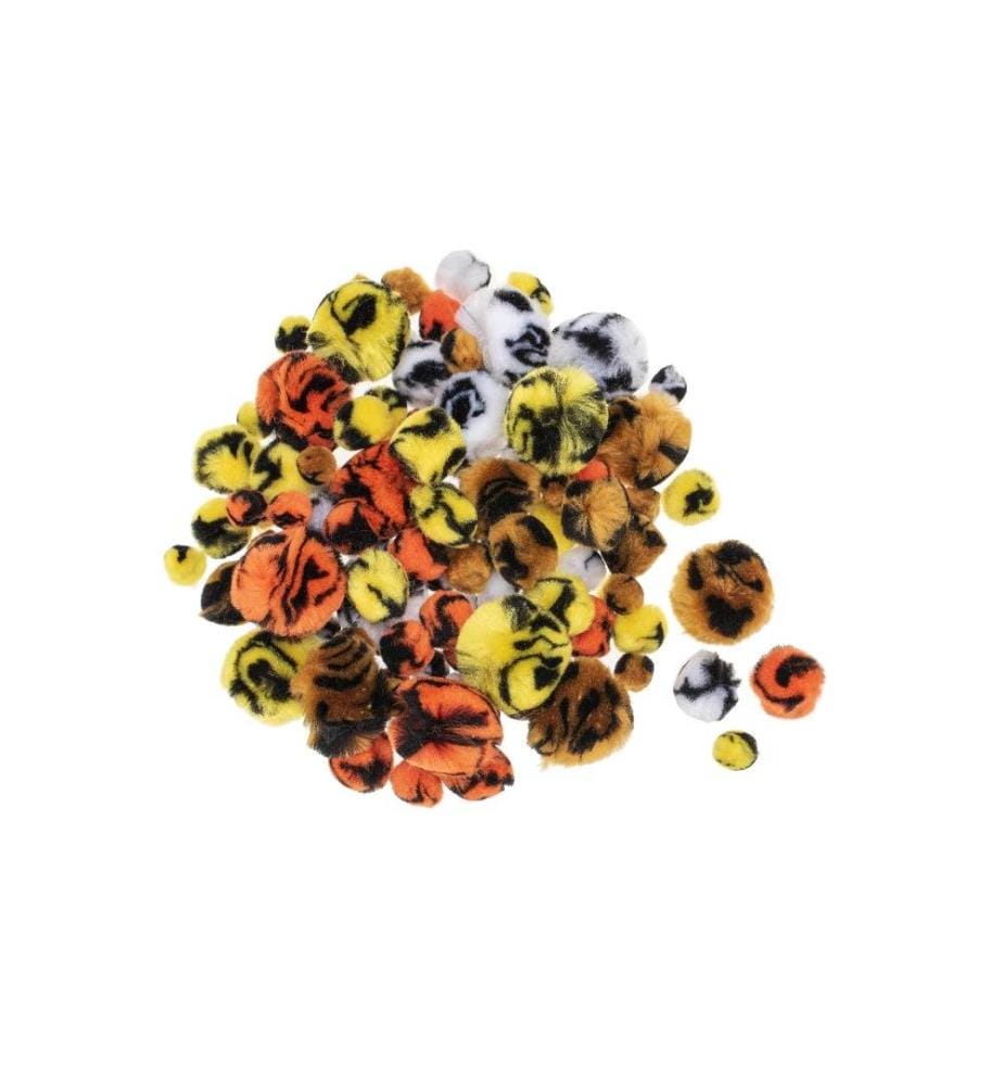 GLOREX - Pompon Aspect animalier 15-30 mm, 100 pièces