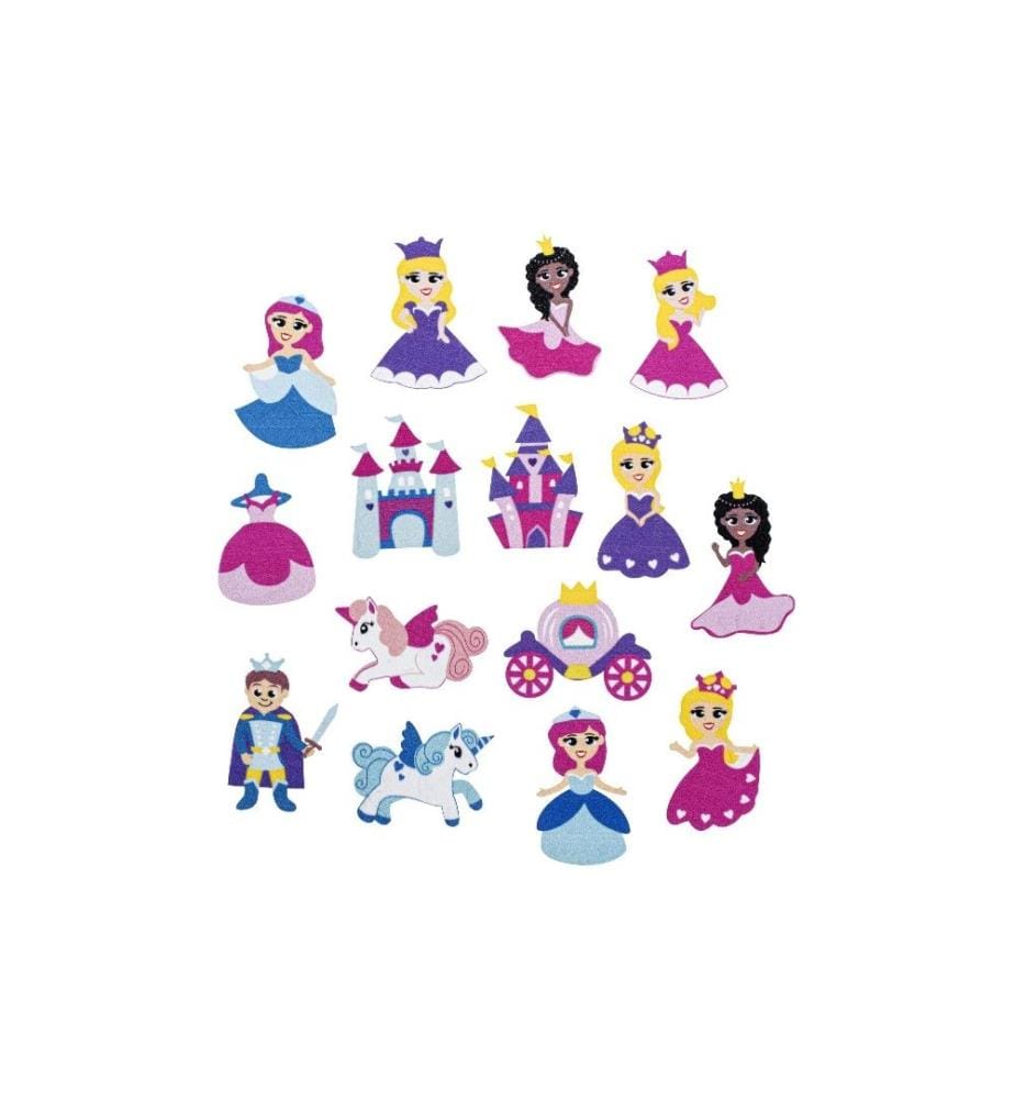 GLOREX - Adesivi in gomma spugna Princesse 30 pièces, autocollantes
