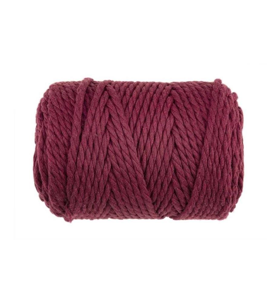 GLOREX - Laine Macramee Rope torsadé 85 m x 5 mm, 500g, Bordeaux
