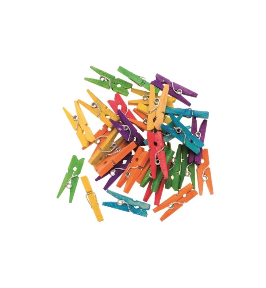 GLOREX - Petites pièces en bois Pinces à linge, colorées, 30 pièces