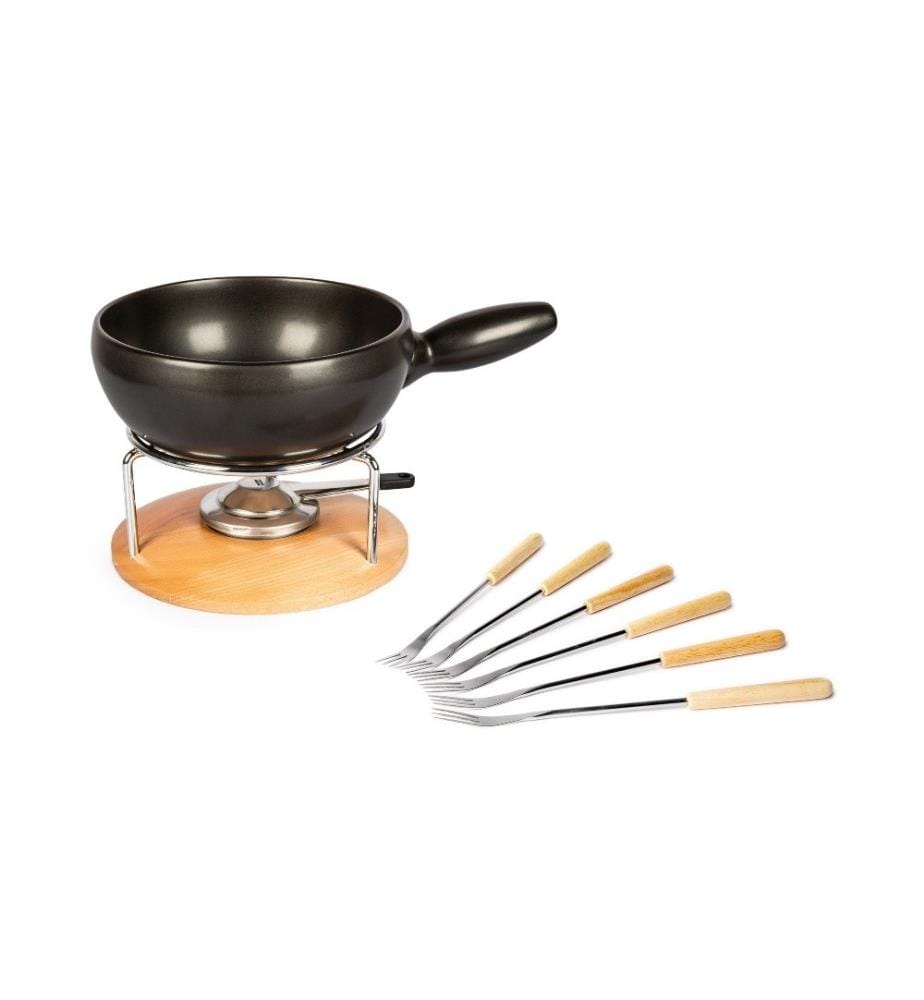 STÖCKLI - Service à fondue au fromage Säntis 9 Pièce/s, Brun clair/Noir