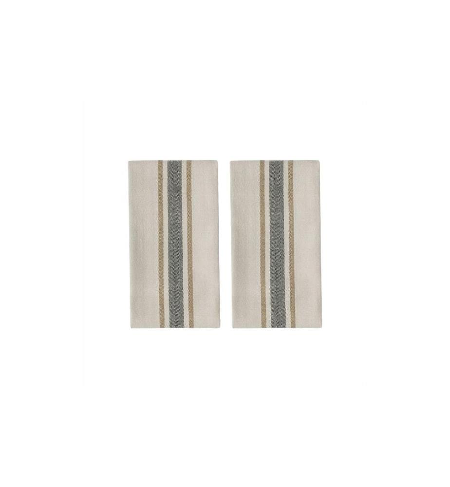 OYOY Ensemble de torchons pour la vaisselle Linu 2 pièces, Beige/Noir