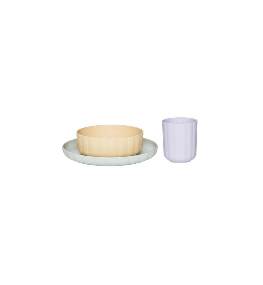 OYOY Service de table pour enfants Pullo Set de 3 pièces, Lavande, Menthe, Vanille