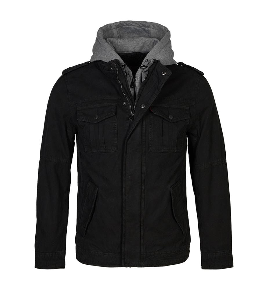 Veste Washed Cotton Faux Shearling Lined Hooded Military