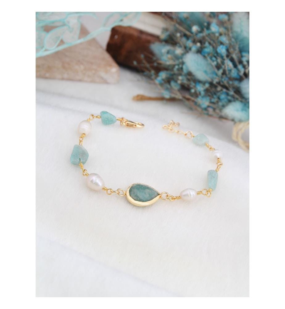 Bracelet en Amazonite et Perles - Vert