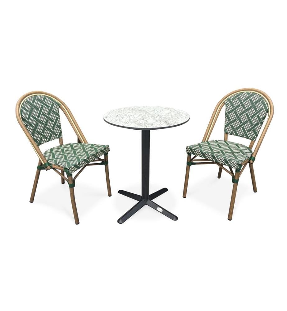 Ensemble Bistro Rond 2 Places - Vert