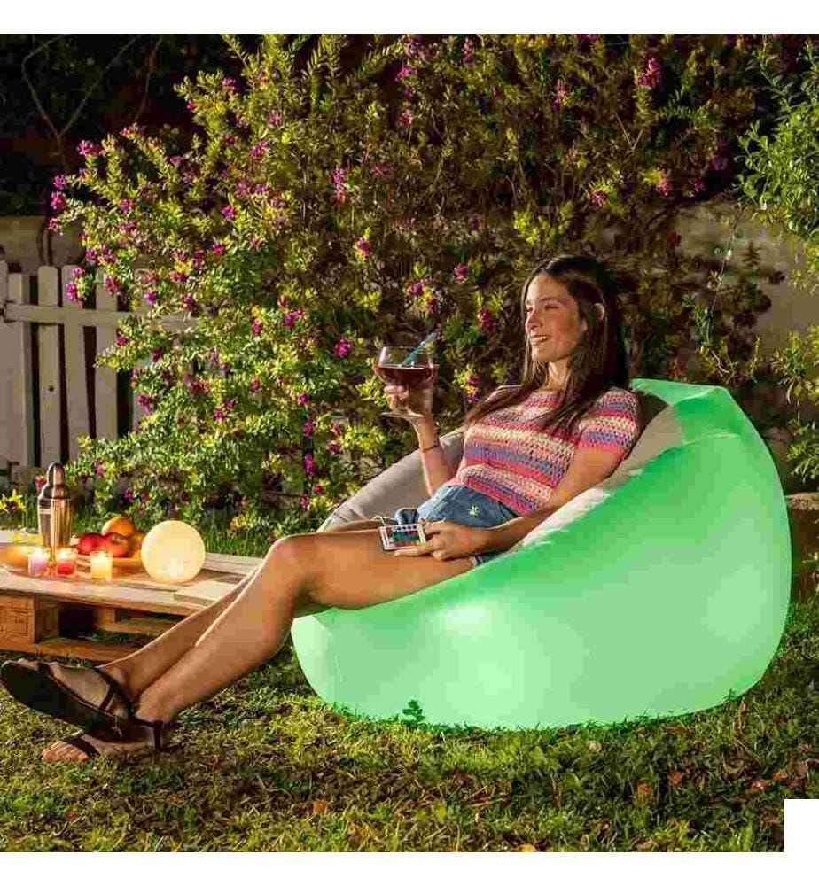 Fauteuil Gonflable avec LED Multicolore et Télécommande Chight - Gris et Transparent