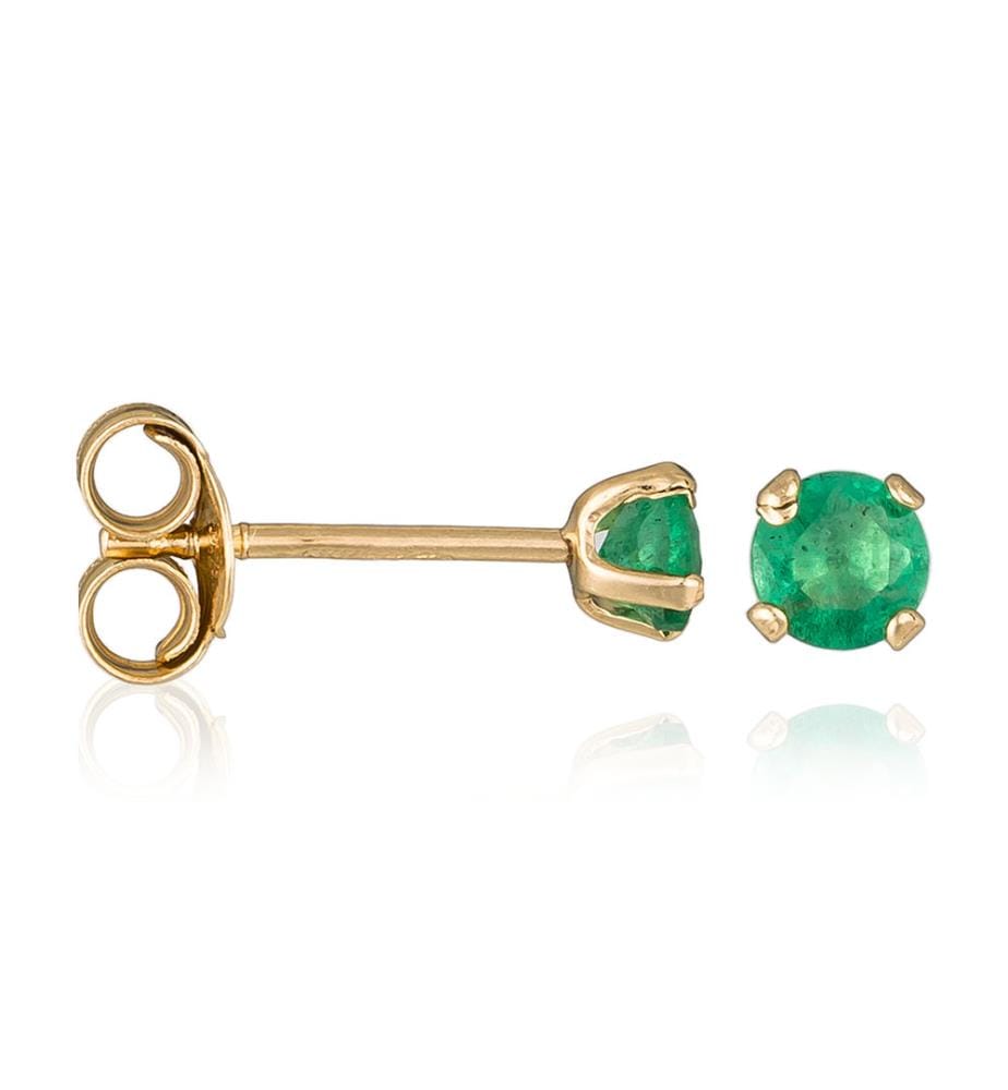 Boucles d'Oreilles Puce Emeralda - Or Jaune et Vert