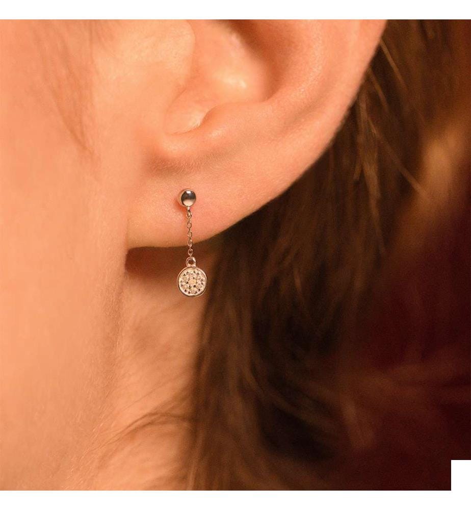 Boucles doreilles Comme sur un Nuage - Or Blanc 375/1000