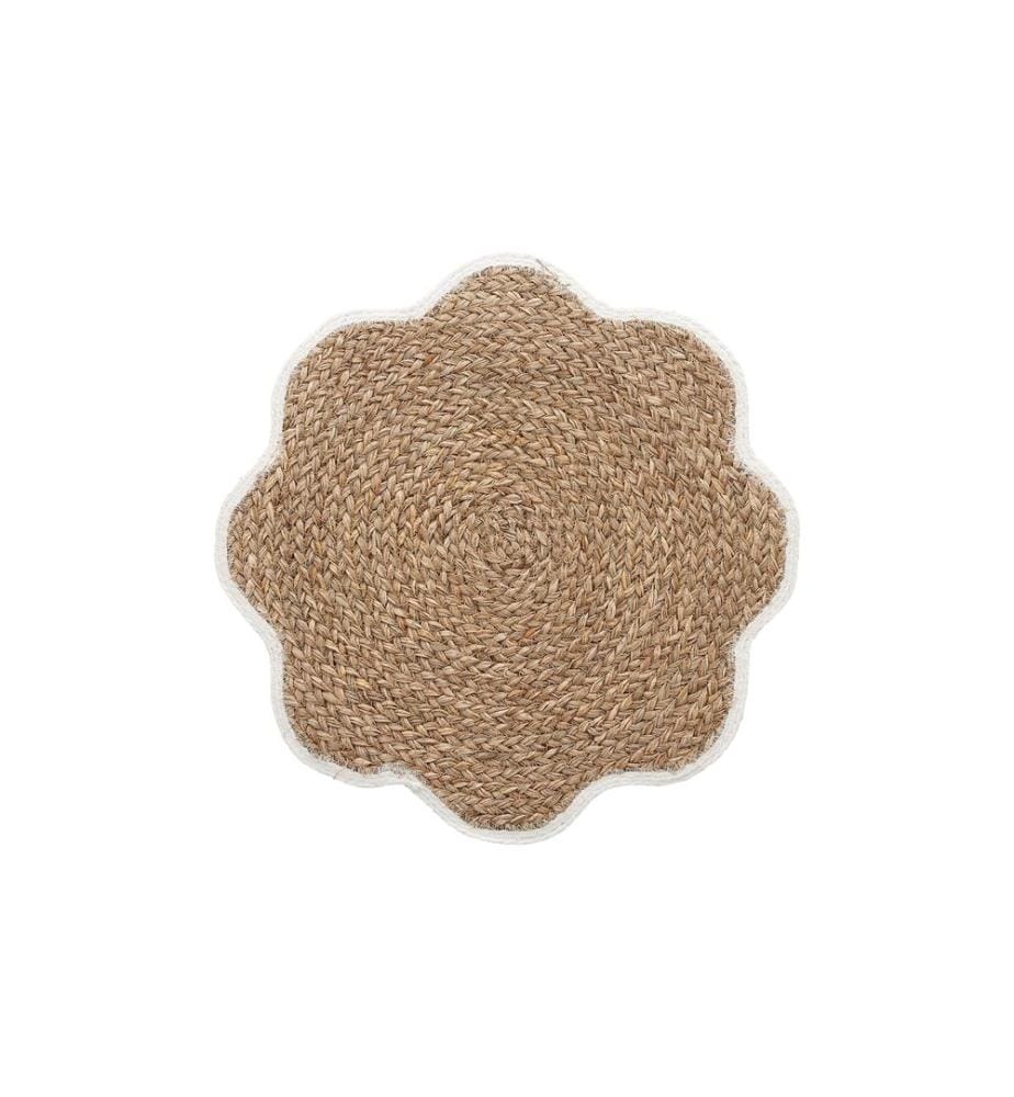ZELLER - Present Set de table Fleurs tressées Herbe de mer 38 cm x 38 cm, Brun/Blanc
